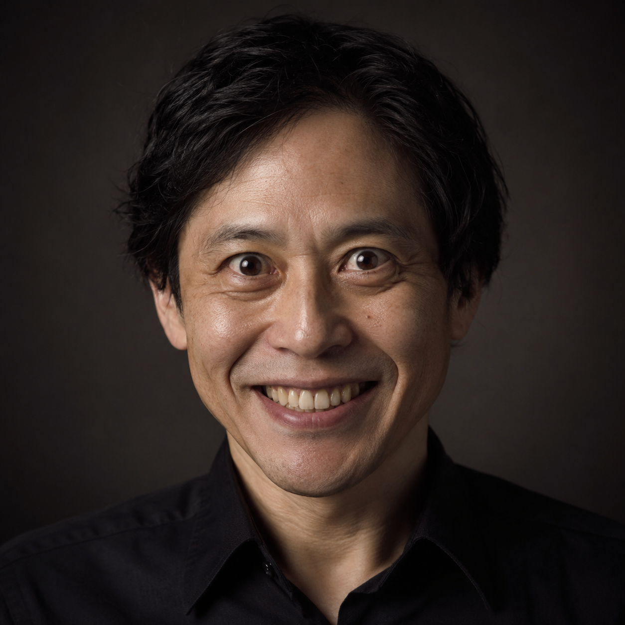 笑顔の男性のバストアップ